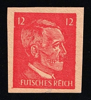 12pf Hitler-Skull, 'Futsches Reich', Private Issue Propaganda Forgery of Hitler Issue, Anti-German Propaganda (Imperforate)