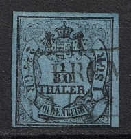 1854 1/30th Oldenburg, German States, Germany (Mi. 2 III, Canceled, CV $50)