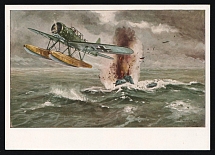 1923-1945 'Arado Ar 196 Sinks Enemy Submarine', Propaganda Postcard, Third Reich Nazi Germany