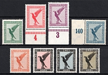 1926-27 Weimar Republic, Germany, Airmail (Mi. 378 - 384, Full Set, Margins, Plate Numbers, CV $820)