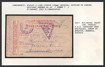 1917 Bilingual (Russian, French) P.O.W. Postcard from Kolcugina, Tomsk to Bohutin, Bohemia, Austria.  KOLCUGINA   Censorship: violet 2 line circle (29 mm) reading, outside to centre