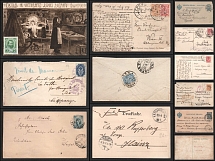 1893-1917 Russian Empire, Russia, Collection of Covers, Postcards, Open Letters and Closed Letters Cards (Used)