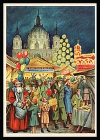 1938 'Berlin Christmas Market', Propaganda Postcard, Third Reich Nazi Germany