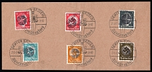 1945 SEIFFEN Local Issue 1pf - 50pf on piece, Germany, Overprint on Hitler's head, Official Stamps (Commemorative Cancellation)