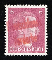 1945 MEISSEN Local Issue 6pf, Germany, Overprint on Hitler's head (Mi. B 1, Orange-Red Overprint, Signed, CV $3,500, MNH)