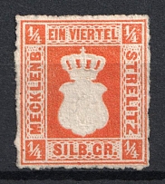 1864 1/4sgr Mecklenburg-Sterlitz, German States, Germany (Mi. 1, Signed, CV $130)