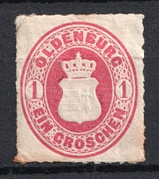 1867 1gr Oldenburg, German States, Germany (Mi. 17B, CV $30)