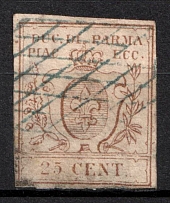 1857 25C Parma (Mi. 10, Used, CV $170)