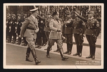 1937 'The Führer and the Duce The Guarantors of Peace', Propaganda Postcard, Third Reich Nazi Germany