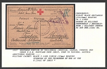 1917 Response Portion of Trilingual (Russian, German, French) Red Cross P.O.W. Postcard from Irbit, Perm to Teschen, Austria. Censorship: violet black rectangle (55 x 18 mm) reading in 3 lines