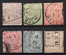 1868 North Germany, German States, Germany (Mi. 13 - 18, Signed, Full Set, Used, CV $50)