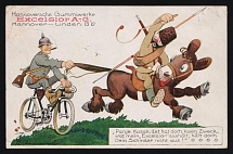 1914-18 'Hanover Rubber Works Excelsior' WWI European Caricature Propaganda Postcard, Europe