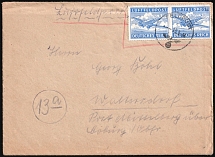 1944 (15 May) Third Reich, Military Mail, Germany, Airmail Cover from Waltersdorf to Coburg (Mi. 1 B x, CV $60, Used)