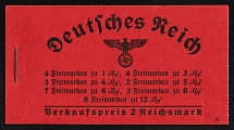 1937-39 Complete Booklet with stamps of Third Reich, Germany, Excellent Condition (Mi. MH 37.1, CV $460)