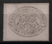 1857 3C Papal States (Mi. 13b, CV $1,050)