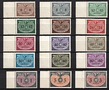 1940 General Government, Germany, Official Stamps (Mi. 1 - 15, Full Set, Margins, CV $40)