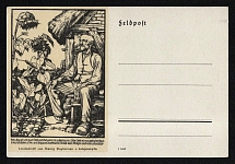 1933-1945 'Linocut by Georg Sluytermann von Langeweyde', Propaganda Postcard, Third Reich Nazi Germany (Grey paper)