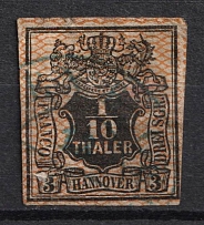 1856-57 1/10th Hannover, German States, Germany (Mi. 12, Used, CV $90)