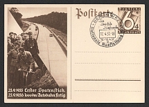 1937 '1000 km of highway completed', Propaganda Postal stationery, Third Reich Nazi Germany