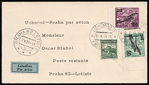 1929 (6 May) Czechoslovakia, Airmail Cover from Uzhhorod (now Ukraine) to Prague franked with 30h, 50h and 100h