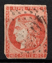 1871 40C France (Mi. 43 D, Used, CV $1,250)