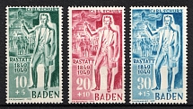 1949 Baden, French Zone of Occupation, Germany (Mi. 50 I, 51 I, 52 II, Full Set, CV $60, MNH)