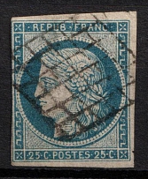 1850 25C France (Mi. 4, Used, CV $50)