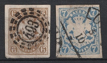 1868 Bavaria, German States, Germany (Mi. 20 - 21, Used, CV $100)