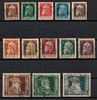 1911 Bavaria, German States, Germany (Mi. 76 II - 87 II, 89 II, Used, CV $350)