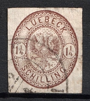 1864 1 1/4s Lubek, German States, Germany (Mi. 13 b, Used, CV $90)