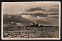 1942 'German Battleship in the Atlantic', Propaganda Postcard, Third Reich Nazi Germany