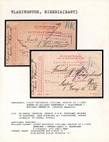 1915 Bilingual (Russian, French) P.O.W. Postcards printed in Petrograd, from Razdolnoe bei Vladivostok, Primur (Siberia) to Vienna, Austria. VLADIVOSTOK Censorship: violet rectangles (59 x 22 mm) reading in 3 lines