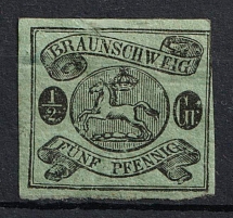 1863 1/2gr Braunschweig, German States, Germany (Mi. 10 A, CV $70)