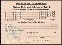 Third Reich, Germany, Blank of Small Wehrmacht Ticket (Green-Blue Handstamp)