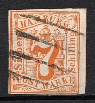 1859 7s Hamburg, German States, Germany (Mi. 6, Canceled, CV $90)