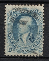 1861 90c Washington, United States, USA (Scott 72a, Pale Blue, Used, CV $650)