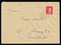 1945 (9 Apr) American Propaganda Forgery of Hitler Issue, Anti-German Propaganda Cover to Leipzig franked with Mi. 16 (CV $50)