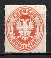 1863 1s Lubek, German States, Germany (Mi. 9 A, CV $210)