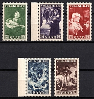 1951 Saar, Germany (Mi. 309 - 313, Full Set, CV $80, MNH)