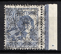 1948 80pf British and American Zones of Occupation, Germany (Mi. 50 II DD, DOUBLE Overprint, Margin, CV $30)