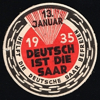 1935 'German is the Saar', Propaganda Label Stamp, Third Reich Nazi Germany