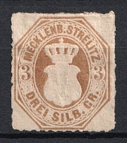 1864 3sgr Mecklenburg-Sterlitz, German States, Germany (Mi. 6, CV $30)