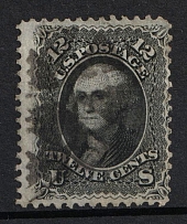 1861 12c Washington, United States, USA (Scott 69, Black, Signed, Used, CV $95)