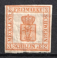 1856 3s Mecklenburg Schwerin, German States, Germany (Mi. 2, CV $130)