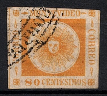 1859 80C Uruguay (Mi. 9 B, Used, CV $100)