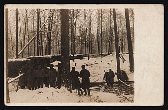 1917-1920 'Czech soldiers at the forest dugout', Czechoslovak Legion Corps in WWI, Russian Civil War, Postcard