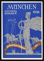 1936 'Munich Olympic Summer. The Brown Ribbon of Germany 1936', Propaganda Postcard, Third Reich Nazi Germany