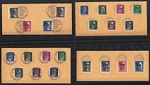 1945 KLINGENTHAL, WUSTENBRAND Local Issue 25pf - 5RM on pieces, Germany, Overprint on Hitler's head (Commemorative Cancellation)