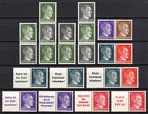 1941 Third Reich, Germany, Se-tenants, Zusammendrucke, Pairs (Mi. S 270 - S 273, W 149 - W 157, CV $40)