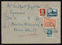 1930 Russia USSR Zeppelin Post LZ 127 Moscow registered cover fr. 7k Mausoleum + 5k slogans + 3k and 1r defs via Friedrichshafen (Bodensee) to Berlin Germany Air Mail